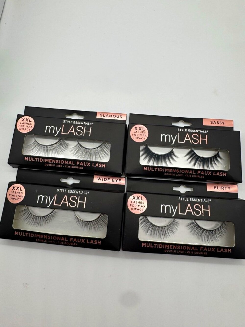 4 Style Essentials myLash Multidimensional Faux XXL Strip Eyelashes Black New